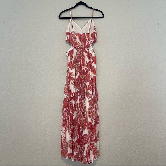 Pink paisley pleated cutout maxi dress by Express, small - Picture 4 of 6